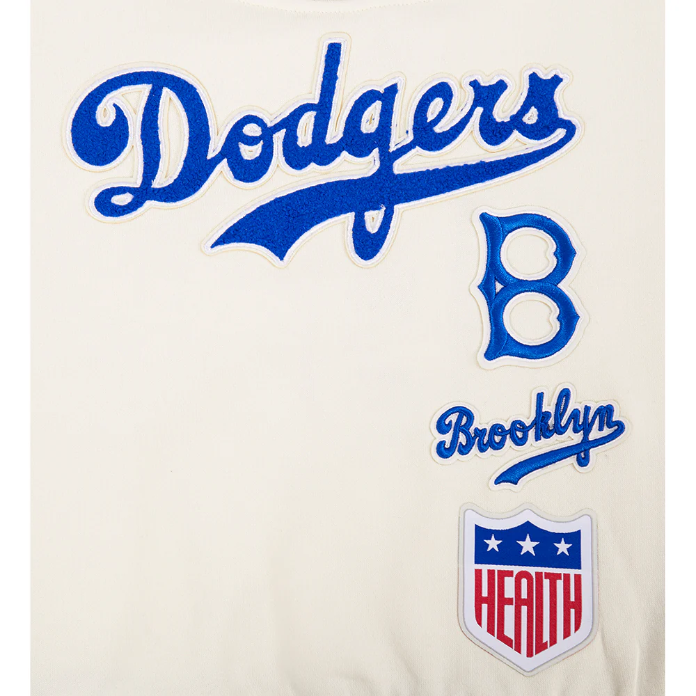 MLB BROOKLYN DODGERS RETRO CLASSIC BIG GIRLS RIB FLEECE CREWNECK (EGGSHELL/ROYAL BLUE) - Image 6