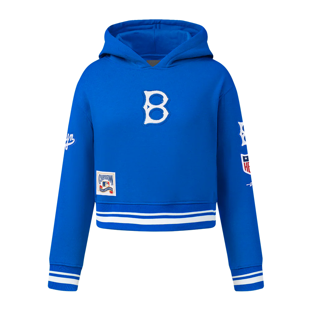 MLB BROOKLYN DODGERS RETRO CLASSIC BIG GIRLS RIB FLEECE PO HOODIE (ROYAL BLUE)