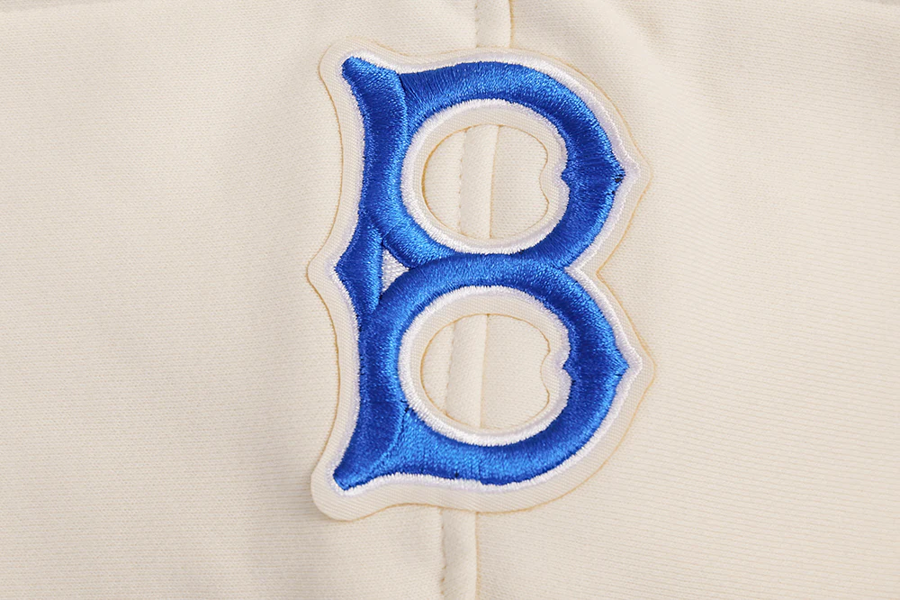 MLB BROOKLYN DODGERS RETRO CLASSIC WOMEN'S CROPPED PULLOVER HOODIE (EGGSHELL/ROYAL BLUE) - Image 5