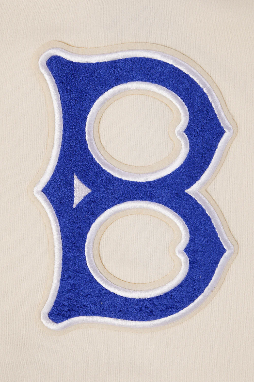 MLB BROOKLYN DODGERS RETRO CLASSIC WOMEN'S CROPPED PULLOVER HOODIE (EGGSHELL/ROYAL BLUE) - Image 6