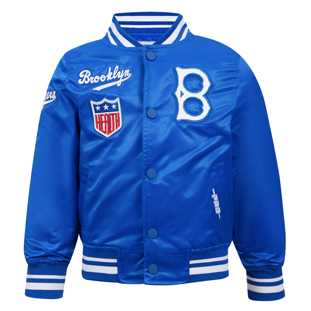 MLB BROOKLYN DODGERS RETRO CLASSIC TODDLER BOYS RIB SATIN JACKET (ROYAL BLUE)