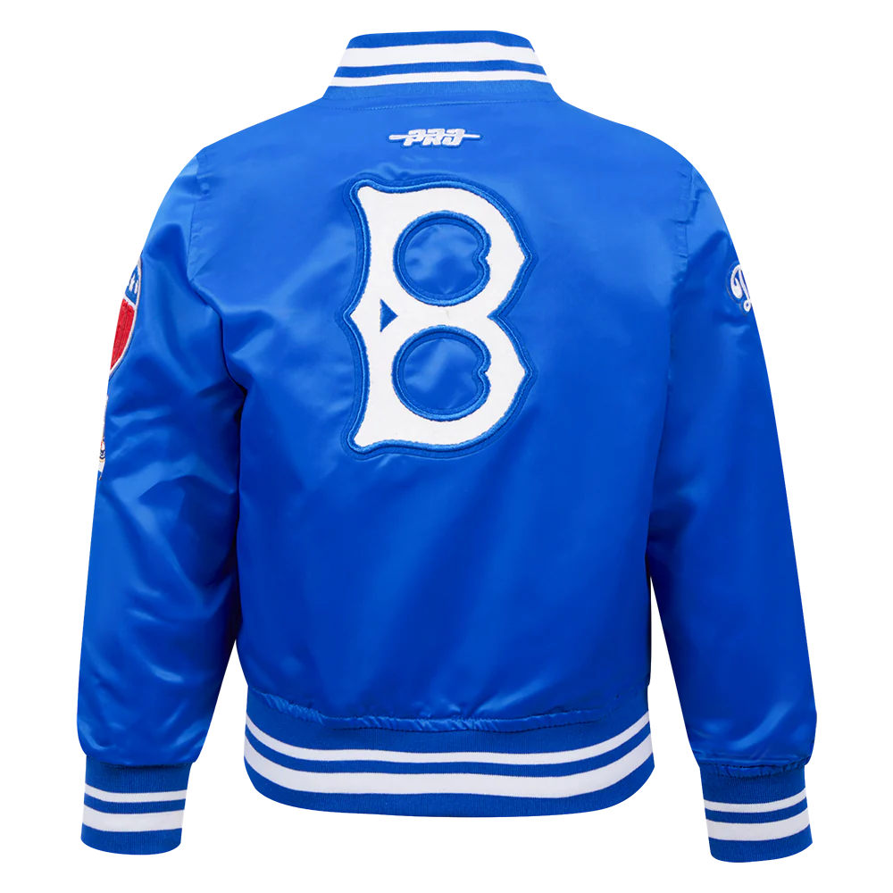 MLB BROOKLYN DODGERS RETRO CLASSIC TODDLER BOYS RIB SATIN JACKET (ROYAL BLUE) - Image 3