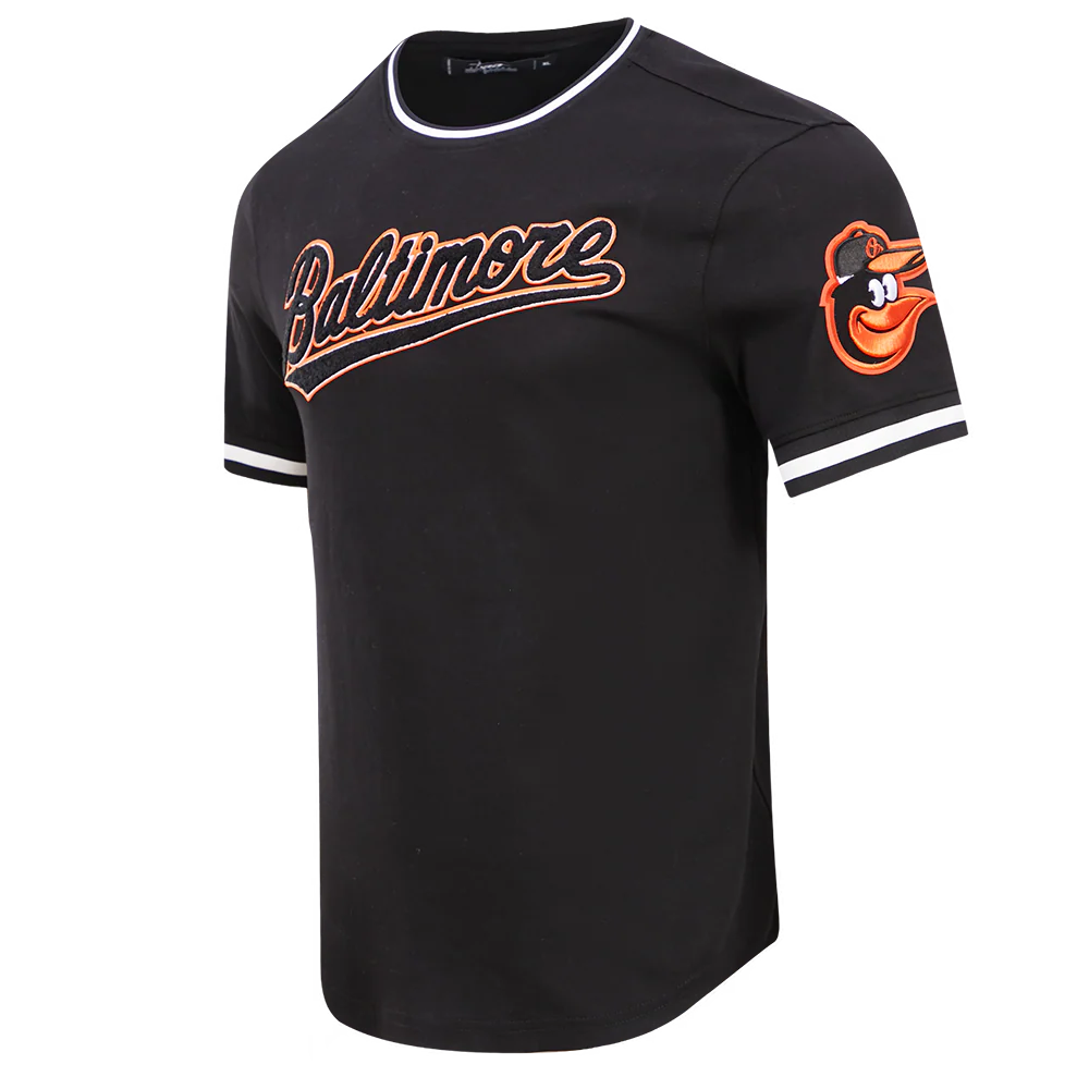 MLB BALTIMORE ORIOLES CLASSIC CHENILLE MEN'S DOUBLE KNIT TOP(BLACK/ORANGE) - Image 2