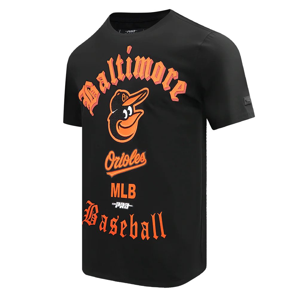 MLB BALTIMORE ORIOLES OLD ENGLISH MEN'S TOP (BLACK) - Image 2