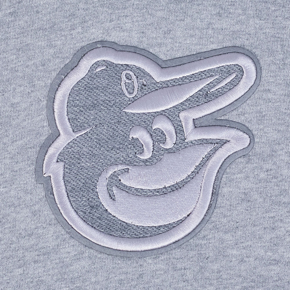 MLB BALTIMORE ORIOLES REVERSE FRENCH TERRY MEN'S DROP SHOULDER FLEECE PULLOVER HOODIE (DARK HEATHER GRAY) - Image 11