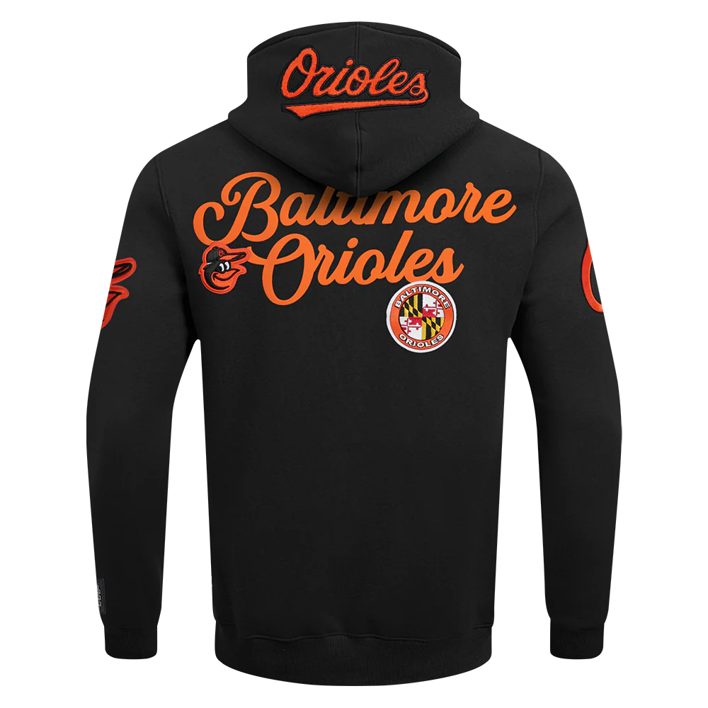 MLB BALTIMORE ORIOLES SOUVENIR MEN'S FLEECE PULLOVER HOODIE (BLACK) - Image 3