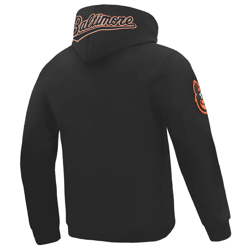 MLB BALTIMORE ORIOLES CLASSIC CHENILLE MEN'S PULLOVER HOODIE (BLACK) - Image 4