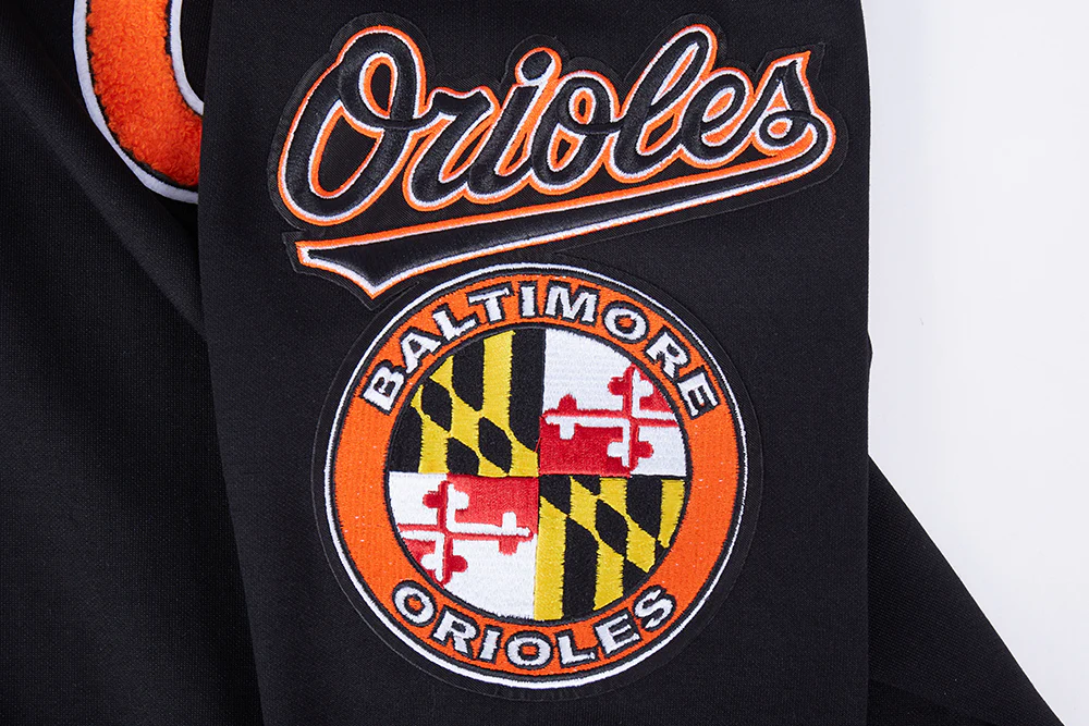 MLB BALTIMORE ORIOLES CLASSIC CHENILLE MEN'S PULLOVER HOODIE (BLACK) - Image 7