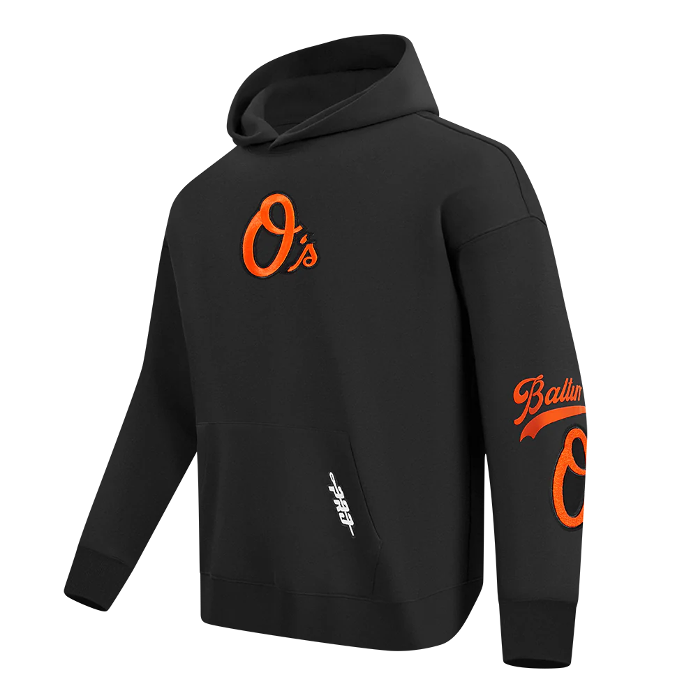 MLB BALTIMORE ORIOLES LIVING LARGE MEN'S DROP SHOULDER FLC PO HOODIE (BLACK) - Image 3