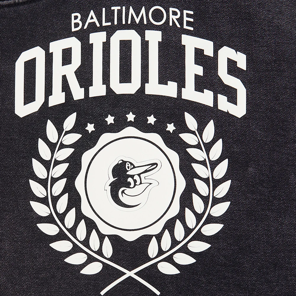 MLB BALTIMORE ORIOLES STREET TEAM MEN'S ENZYME WASH DS FT PO HOODIE (WASHED BLACK) - Image 5