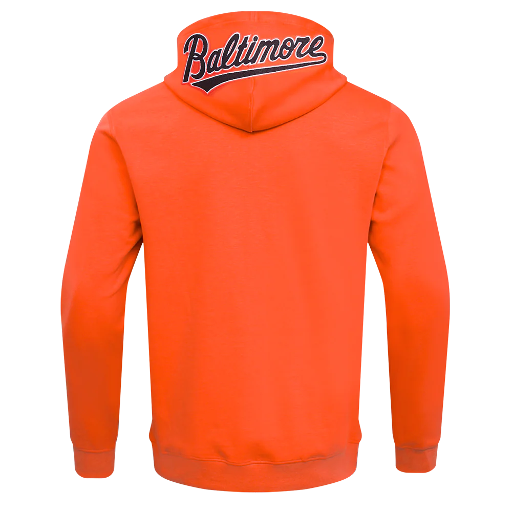 MLB BALTIMORE ORIOLES CLASSIC CHENILLE MEN'S FULL ZIP PULLOVER HOODIE (ORANGE) - Image 3