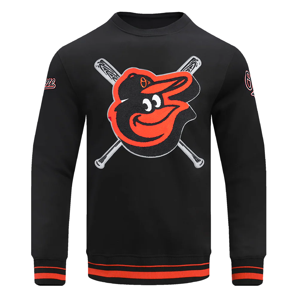 MLB BALTIMORE ORIOLES MASHUP MEN'S RIB CREWNECK (BLACK/ORANGE)