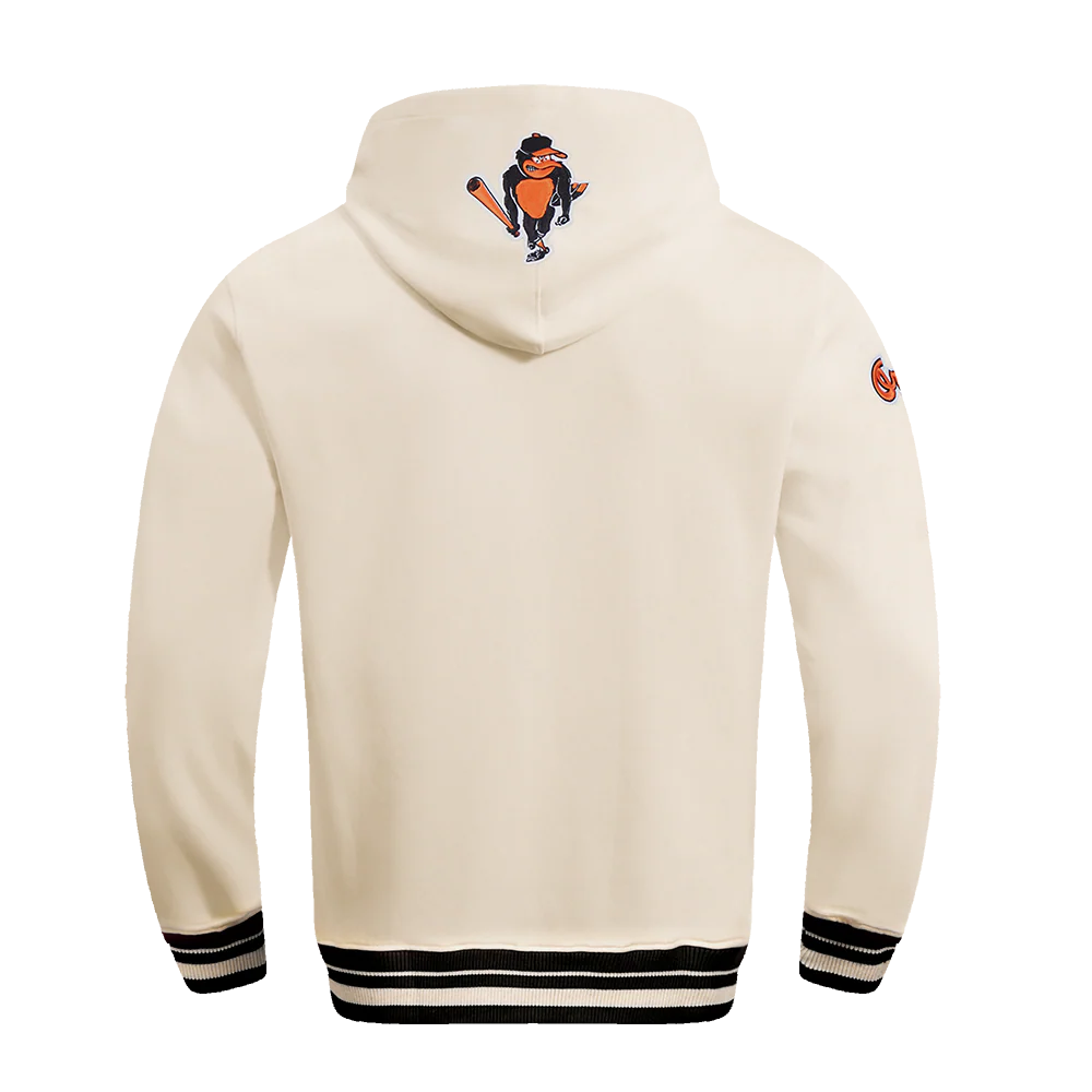 MLB BALTIMORE ORIOLES RETRO CLASSIC MEN'S PULLOVER HOODIE (EGGSHELL/ BLACK) - Image 3