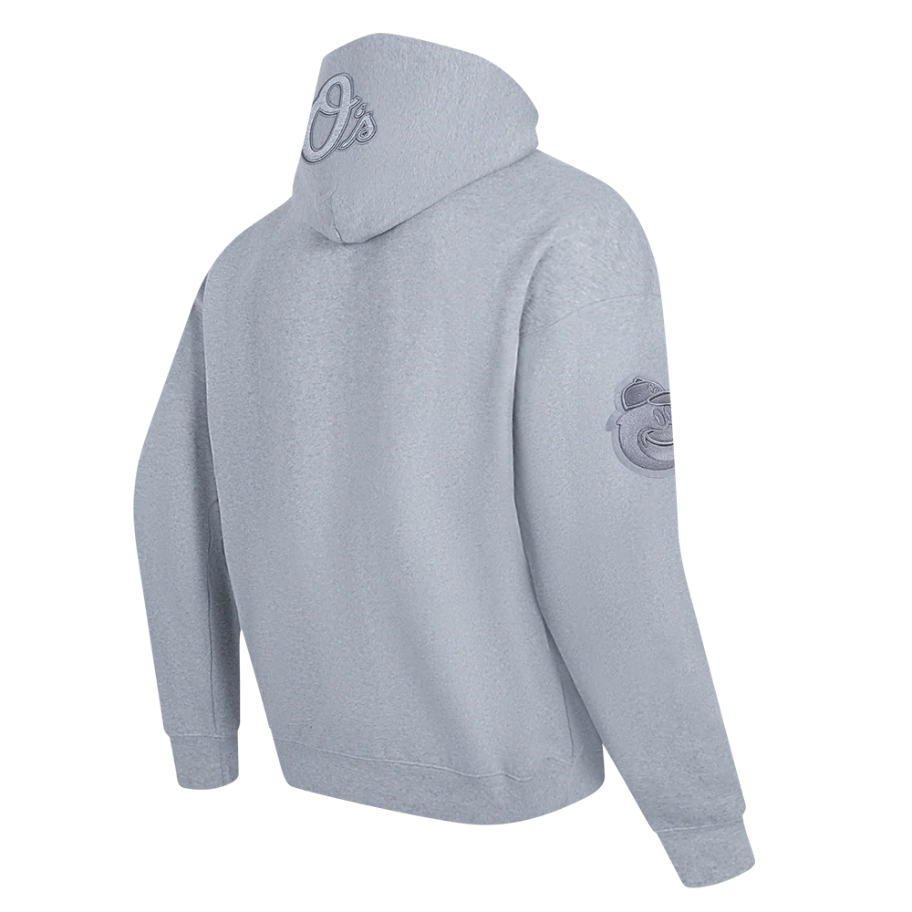 MLB BALTIMORE ORIOLES NEUTRAL MEN'S DROP SHOULDER PO HOODIE (DARK HEATHER GRAY) - Image 4
