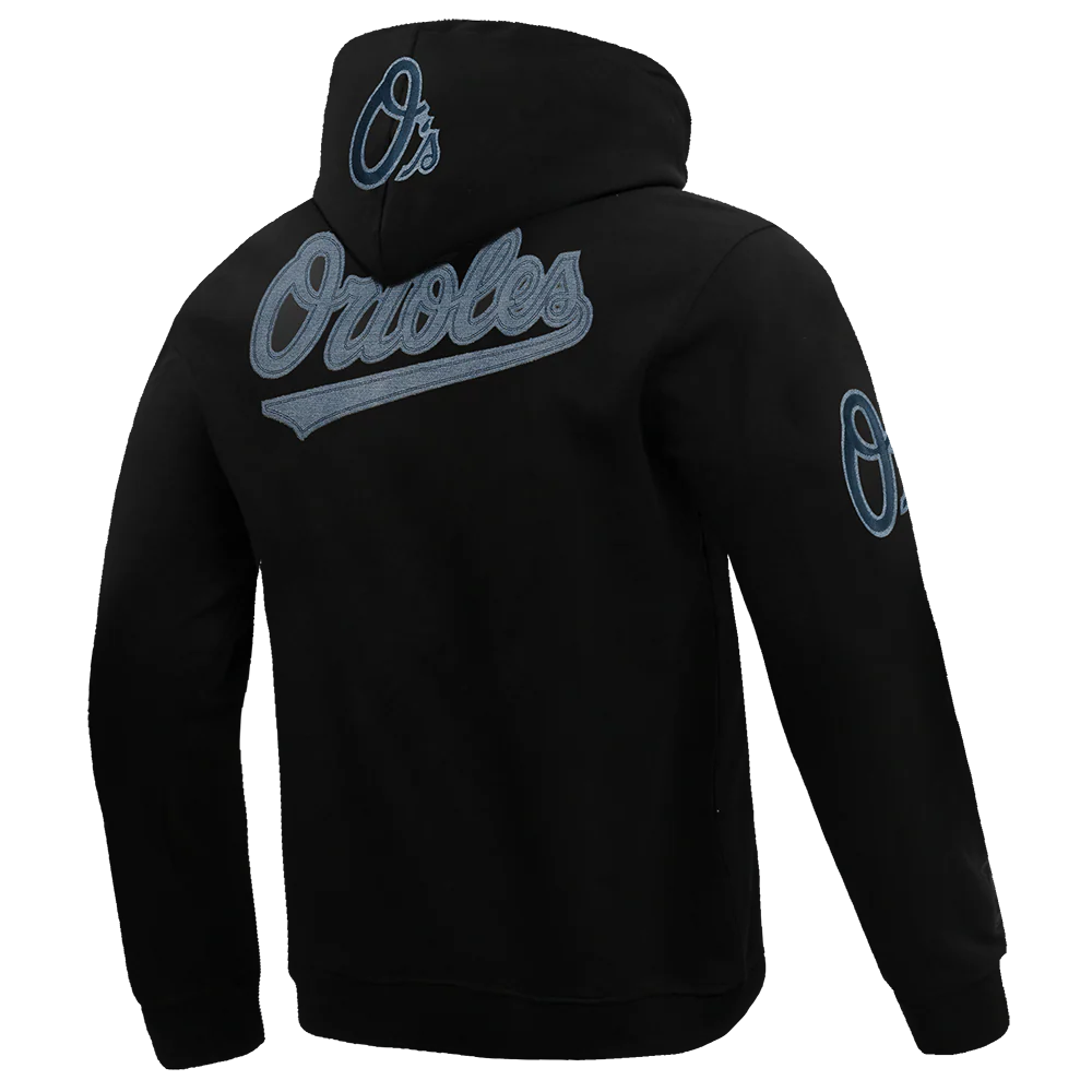 MLB BALTIMORE ORIOLES VARSITY BLUES MEN'S PULLOVER HOODIE (BLACK) - Image 4