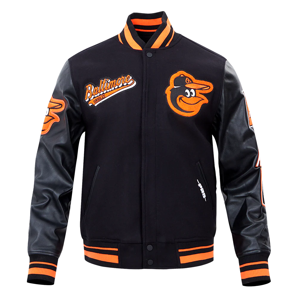 MLB BALTIMORE ORIOLES SCRIPT TAIL MEN'S RIB WOOL VARSITY (BLACK/ORANGE)