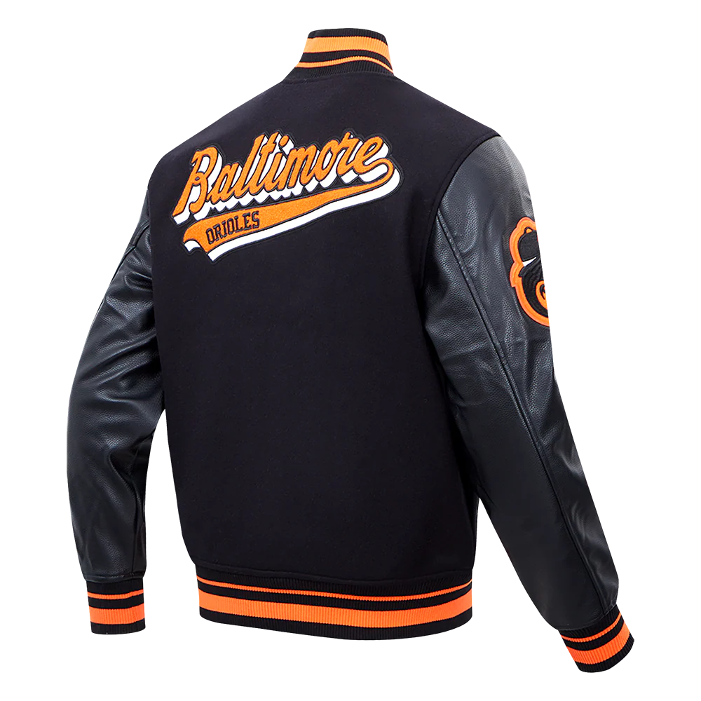 MLB BALTIMORE ORIOLES SCRIPT TAIL MEN'S RIB WOOL VARSITY (BLACK/ORANGE) - Image 3