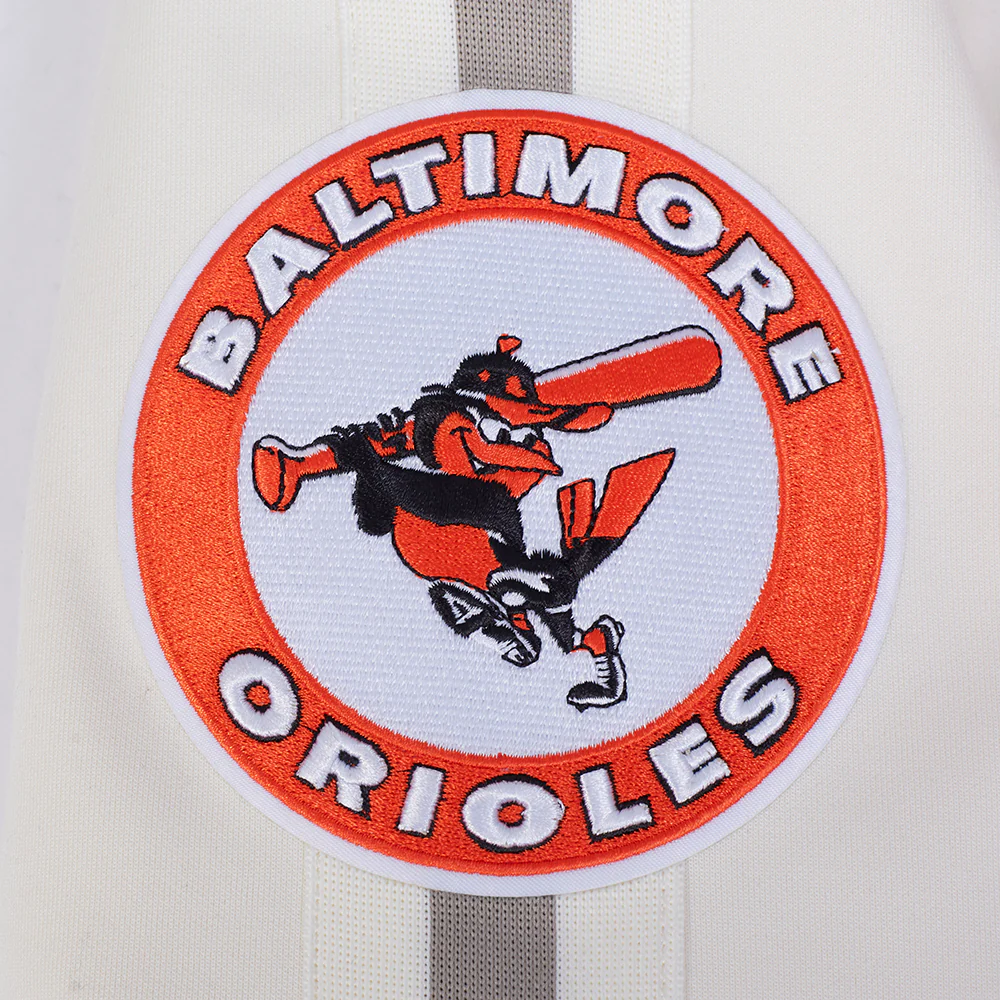 MLB BALTIMORE ORIOLES COOPERSTOWN LOGO PRO GAME DAY MEN'S DOUBLE KNIT JACKET (EGGSHELL/TAUPE/EGGSHELL) - Image 7