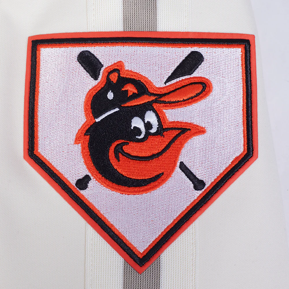MLB BALTIMORE ORIOLES COOPERSTOWN LOGO PRO GAME DAY MEN'S DOUBLE KNIT JACKET (EGGSHELL/TAUPE/EGGSHELL) - Image 8