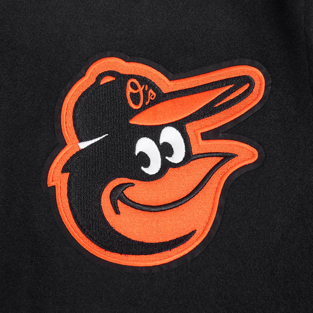 MLB BALTIMORE ORIOLES CITY ARCH MEN'S WOOL VARSITY JACKET (BLACK/WHITE) - Image 5