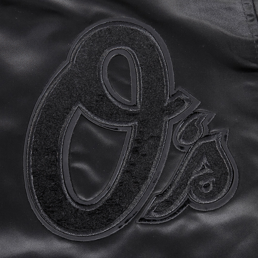 MLB BALTIMORE ORIOLES TRIPLE BLACK MEN'S SATIN JACKET (TRIPLE BLACK) - Image 5