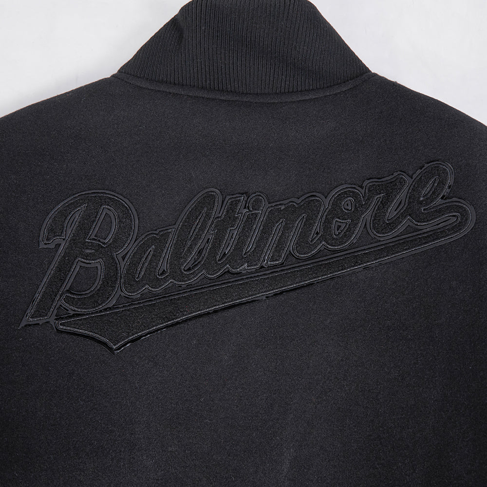 MLB BALTIMORE ORIOLES TRIPLE BLACK MEN'S MEN'S WOOL VARSITY JACKET (TRIPLE BLACK) - Image 9