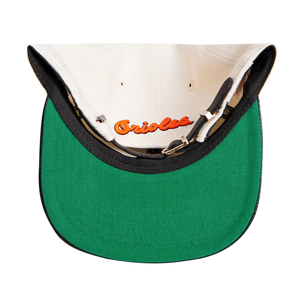 MLB BALTIMORE ORIOLES RETRO CLASSIC UNISEXS 6 PANEL STRAPBACK (EGGSHELL/ BLACK) - Image 7
