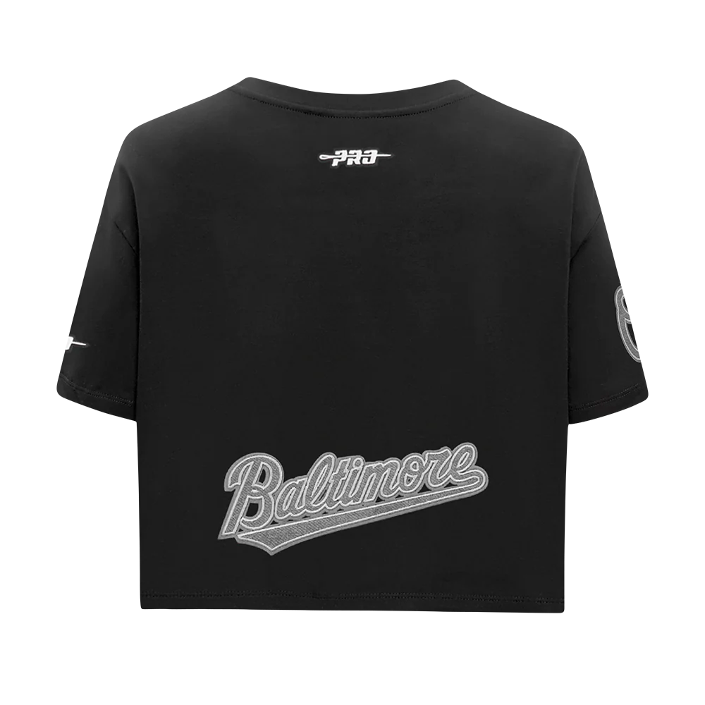 MLB BALTIMORE ORIOLES REVERSE FRENCH TERRY WOMEN'S SINGLE JERSEY BOXY TOP (BLACK) - Image 7