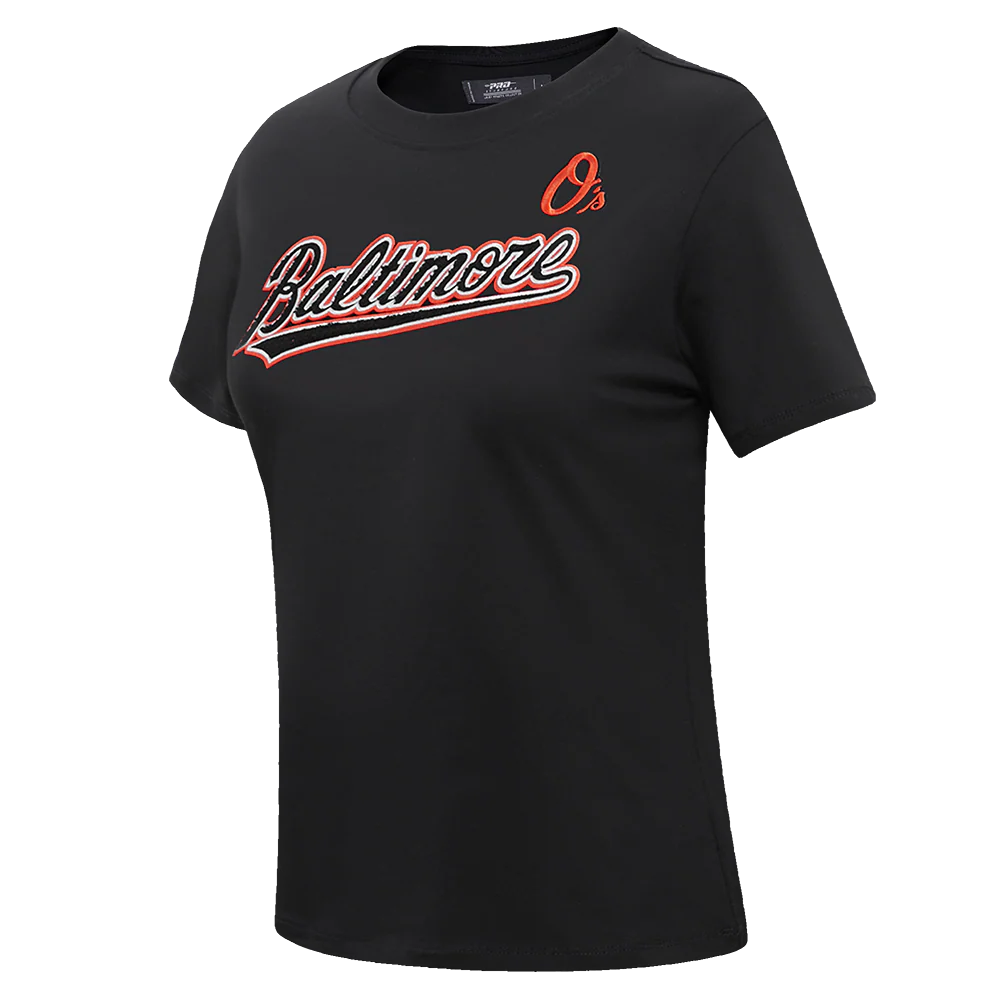 MLB BALTIMORE ORIOLES CLASSIC SHORT SLEEVE WOMEN'S SLIM FIT TOP (BLACK) - Image 2