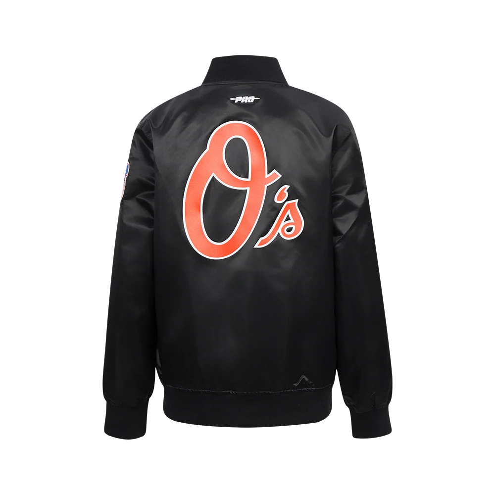 MLB BALTIMORE ORIOLES CLASSIC BIG BOYS SATIN JACKET (BLACK) - Image 3