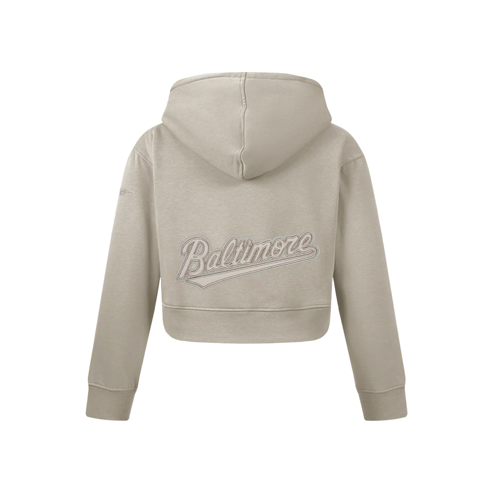 MLB BALTIMORE ORIOLES NEUTRAL BIG GIRLS FLEECE PO HOODIE (TAUPE) - Image 3