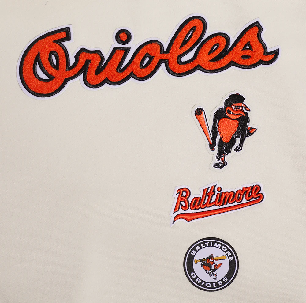 MLB BALTIMORE ORIOLES RETRO CLASSIC WOMEN'S RIB CREWNECK (EGGSHELL/ BLACK) - Image 6