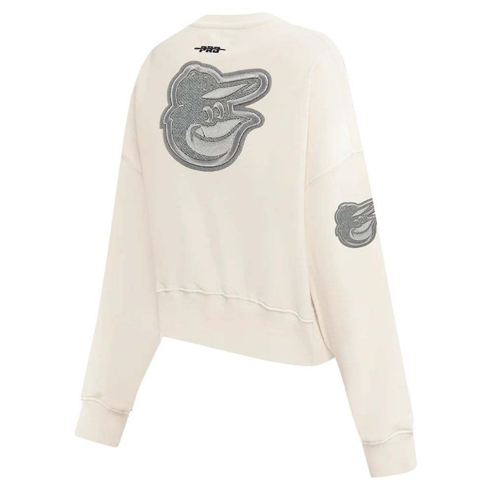 MLB BALTIMORE ORIOLES REVERSE FRENCH TERRY WOMEN'S FLEECE CREWNECK (EGGSHELL) - Image 8