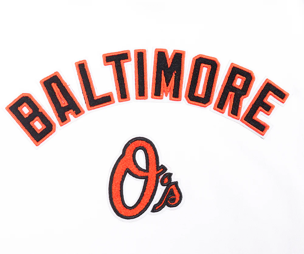 MLB BALTIMORE ORIOLES CLASSIC WOMEN'S FLEECE PULLOVER HOODIE (WHITE) - Image 5