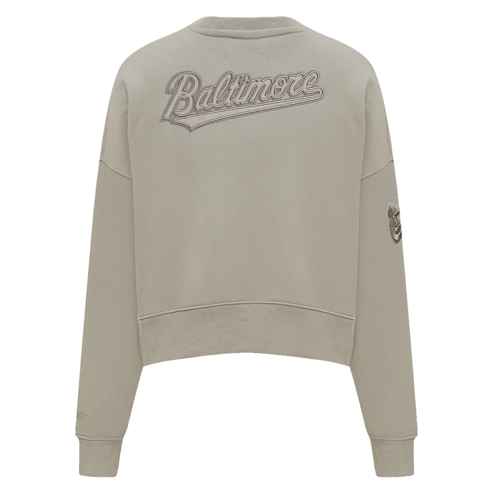 MLB BALTIMORE ORIOLES NEUTRAL WOMEN'S CREWNECK (TAUPE) - Image 3