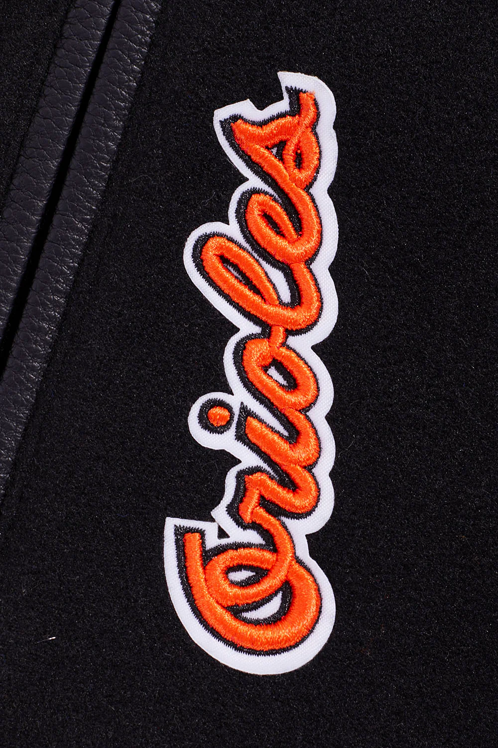 MLB BALTIMORE ORIOLES RETRO CLASSIC WOMEN'S RIB WOOL VARSITY JACKET (BLACK/ORANGE) - Image 7