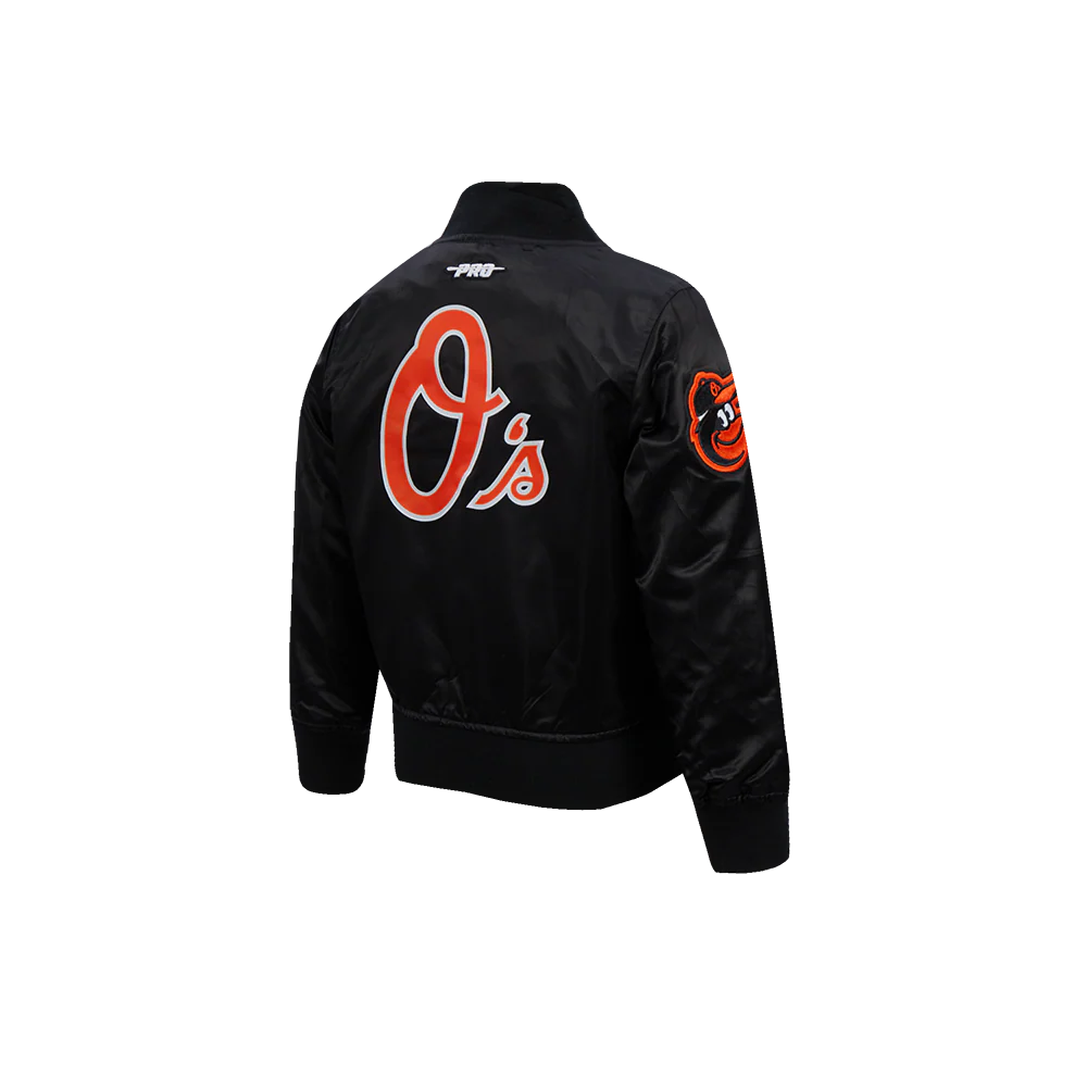 MLB BALTIMORE ORIOLES CLASSIC CHENILLE TODDLER BOY'S SATIN JACKET (BLACK) - Image 4