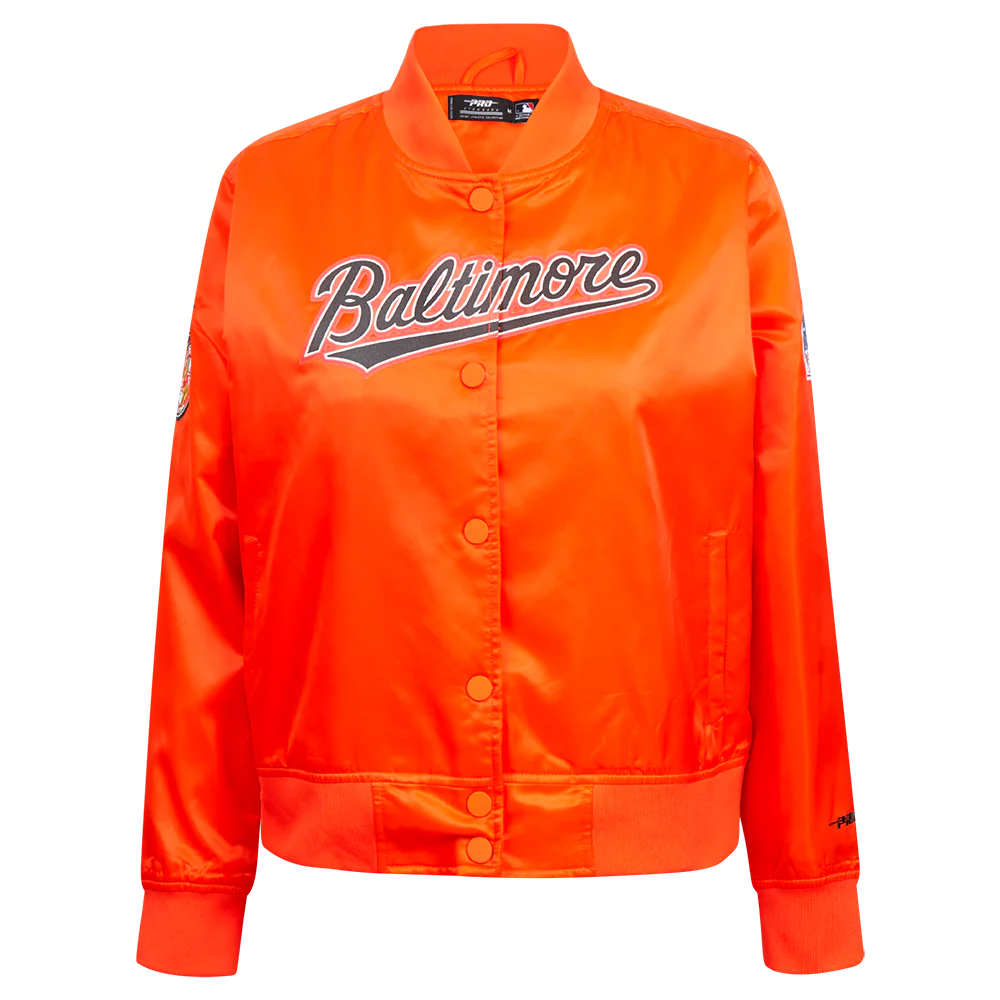 MLB BALTIMORE ORIOLES CLASSIC WOMEN'S SATIN JACKET (ORANGE)