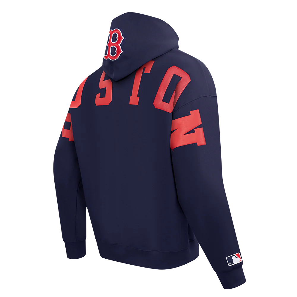 MLB BOSTON RED SOX WINGSPAN MEN'S DROP SHOULDER FLEECE PULLOVER HOODIE (MIDNIGHT NAVY) - Image 4