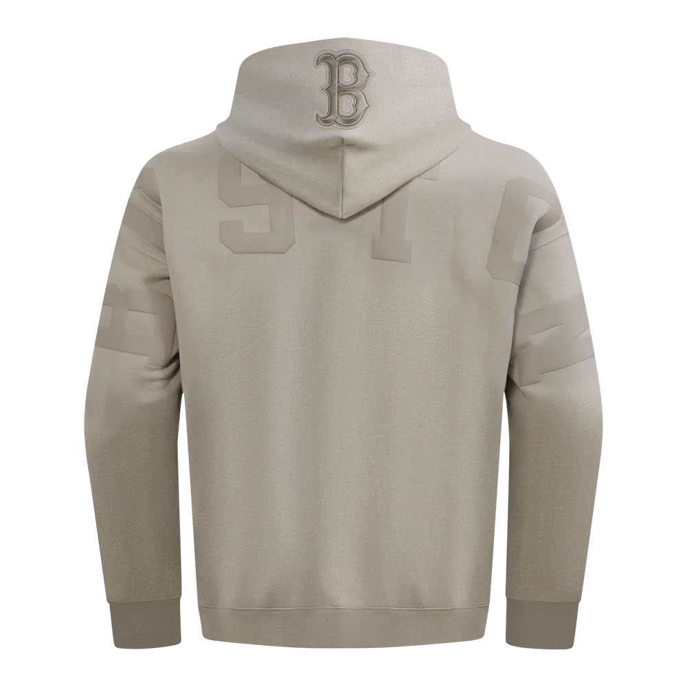 MLB BOSTON RED SOX WINGSPAN MEN'S DROP SHOULDER FLEECE PULLOVER HOODIE (TAUPE)