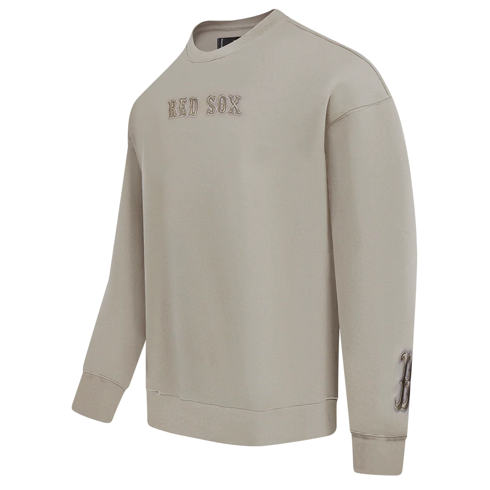MLB BOSTON RED SOX WINGSPAN MEN'S DROP SHOULDER FLEECE CREWNECK (TAUPE) - Image 3
