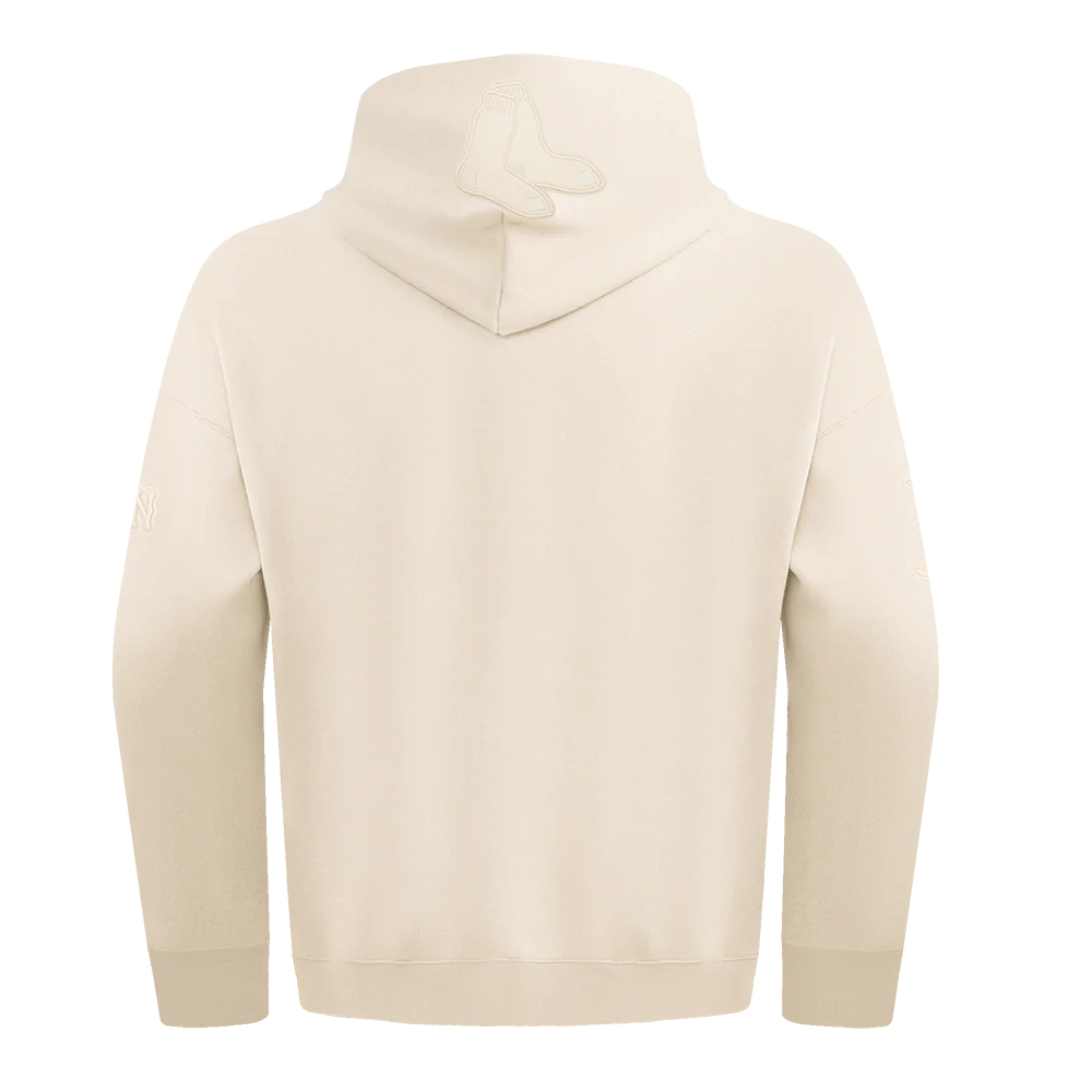 MLB BOSTON RED SOX NEUTRAL MEN'S DROP SHOULDER PULLOVER HOODIE (EGGSHELL) - Image 4