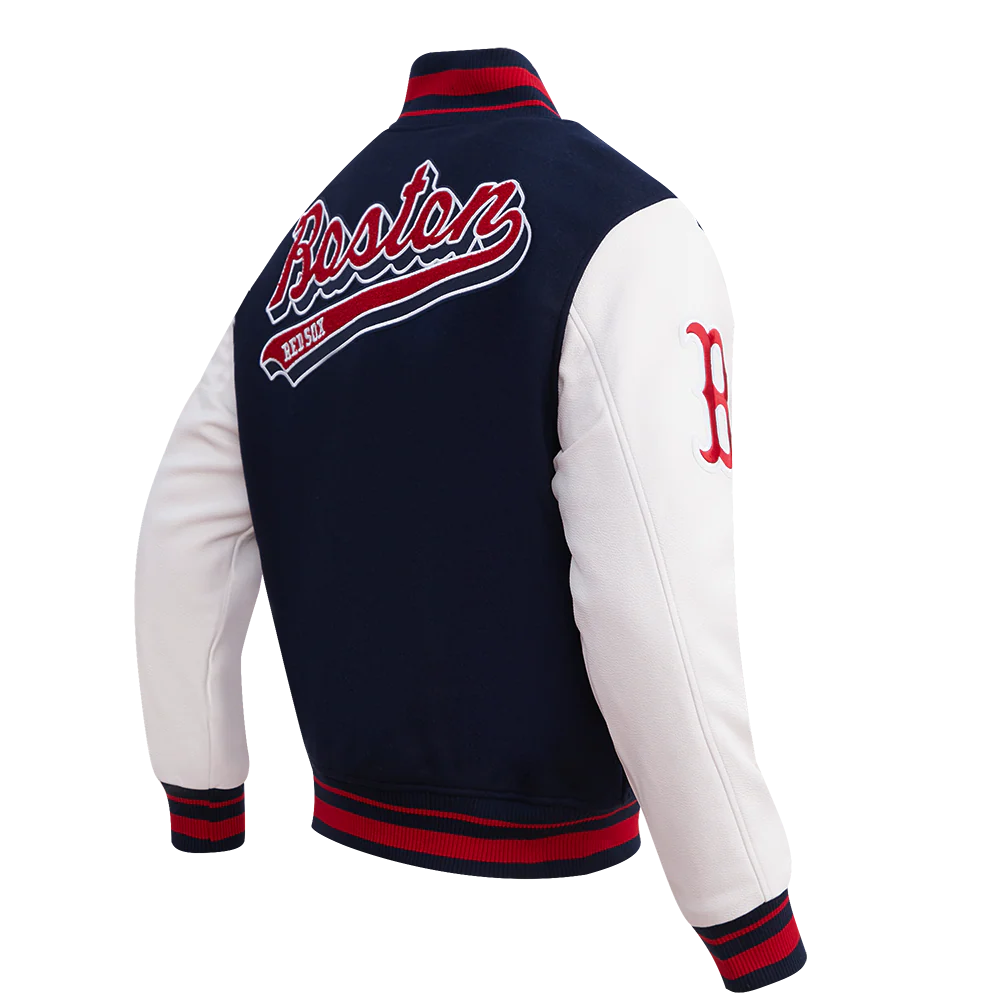 MLB BOSTON RED SOX SCRIPT TAIL MEN'S RIB WOOL VARSITY (MIDNIGHT NAVY/RED/MIDNIGHT NAVY) - Image 3