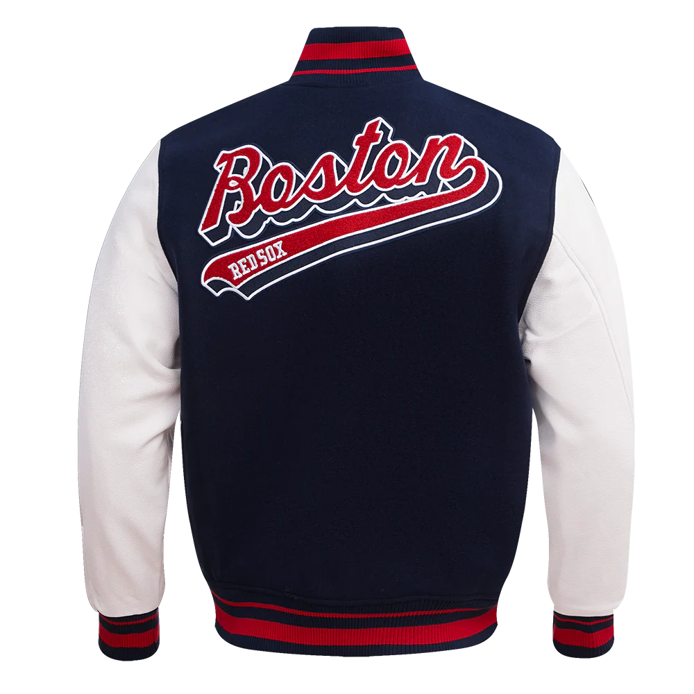 MLB BOSTON RED SOX SCRIPT TAIL MEN'S RIB WOOL VARSITY (MIDNIGHT NAVY/RED/MIDNIGHT NAVY) - Image 4