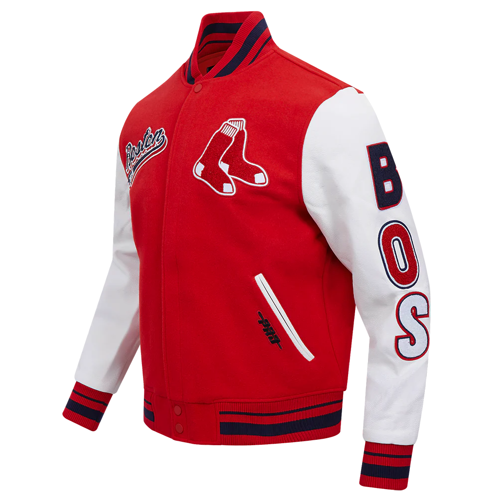 MLB BOSTON RED SOX SCRIPT TAIL MEN'S RIB WOOL VARSITY (RED/WHITE/MIDNIGHT NAVY) - Image 2