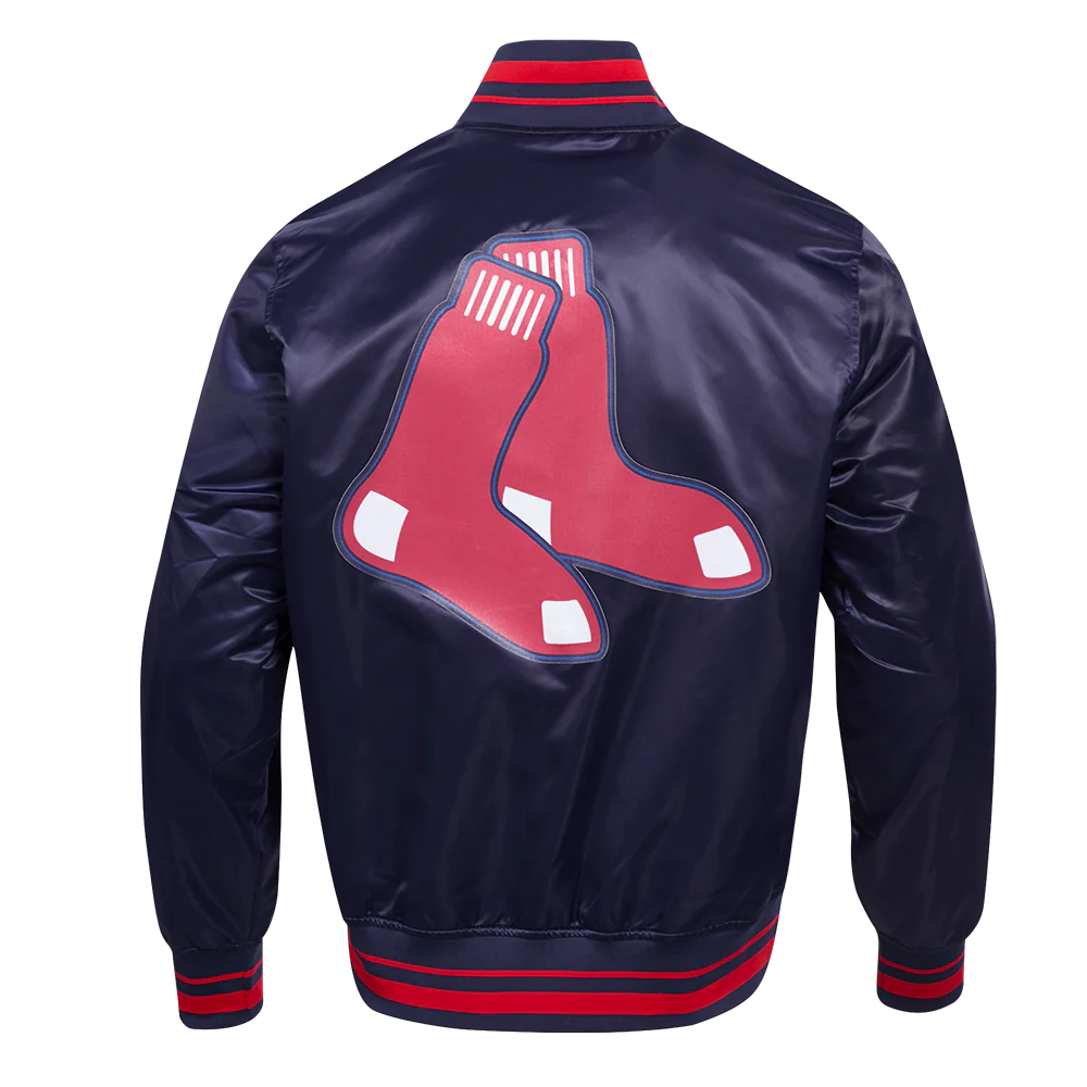 MLB BOSTON RED SOX SCRIPT TAIL MEN'S SATIN JACKET (MIDNIGHT NAVY/RED/MIDNIGHT NAVY) - Image 3