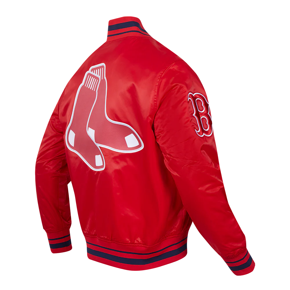 MLB BOSTON RED SOX SCRIPT TAIL MEN'S SATIN JACKET (RED/MIDNIGHT NAVY/RED) - Image 3