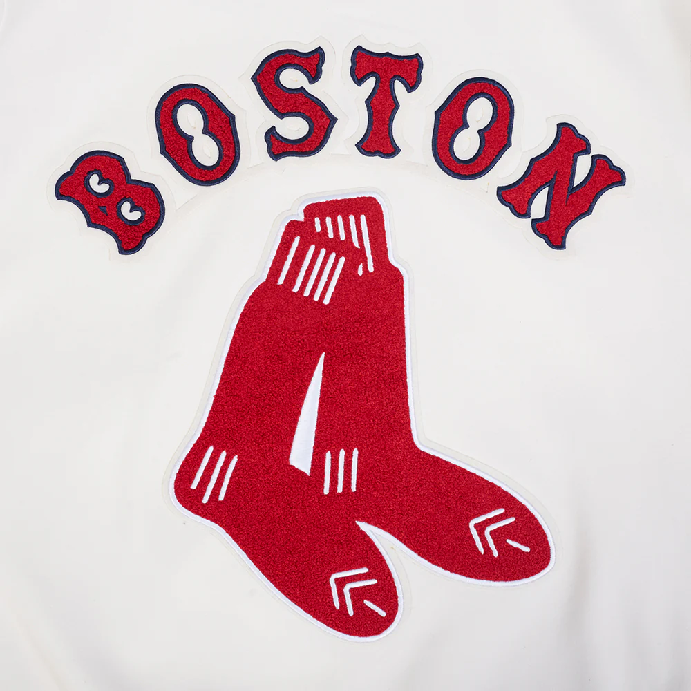 MLB BOSTON RED SOX COOPERSTOWN LOGO PRO GAME DAY MEN'S DOUBLE KNIT JACKET (EGGSHELL/TAUPE/EGGSHELL) - Image 9