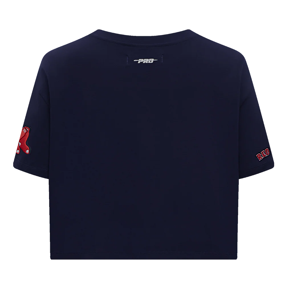 MLB BOSTON RED SOX SCRIPT TAIL WOMEN'S SINGLE JERSEY BOXY TOP (MIDNIGHT NAVY) - Image 3