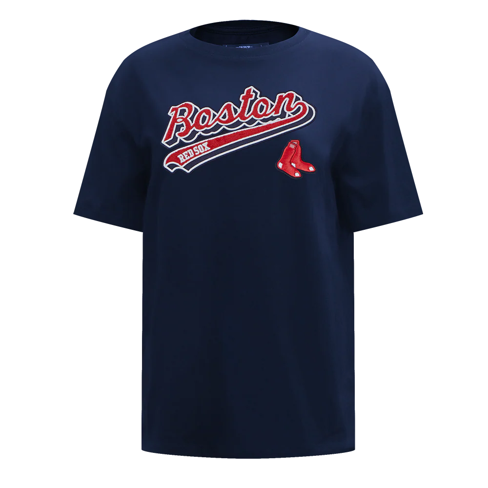 MLB BOSTON RED SOX SCRIPT TAIL WOMEN'S BOYFRIEND TOP (MIDNIGHT NAVY)